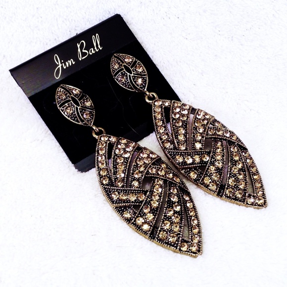 Jewelry - Topaz Rhinestones in Bronze Earrings